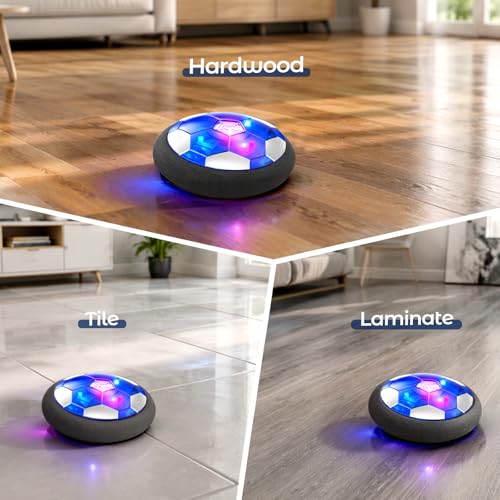 Rechargeable Hover Soccer Ball for Kids Indoor Games, Light-Up Soccer Toy with Soft Foam Bumper, Air-Powered Floating Ball Game, Birthday Gift for Boys and Girls Ages 4-12