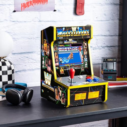 Arcade Classics - WWE Counter Series Game Machine, 4 Games, 8" Liquid Crystal Screen - Mini Cabinet, Portable Gaming, Retro, Countertop Console, Basement Decoration, Man Cave - style: WWE Counter Series