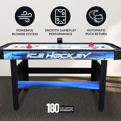 Hathaway Face-Off 5-Foot Air Hockey Game Table for Family Game Rooms with Electronic Scoring, Free Pucks & Strikers