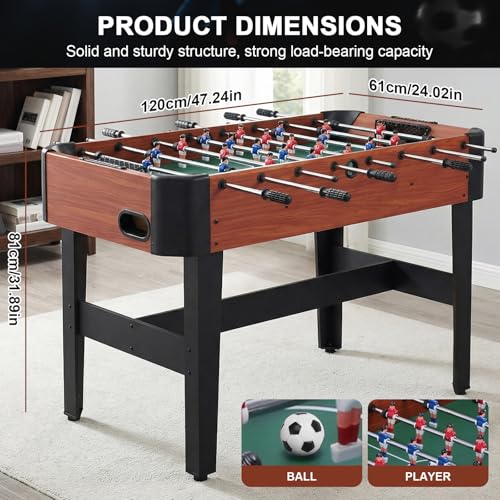 47 Inch Foosball Table with Score Keeper Classic Indoor Soccer Game with Counterbalanced & Uniformed Men Competition Soccer Table Game for Adults & Families