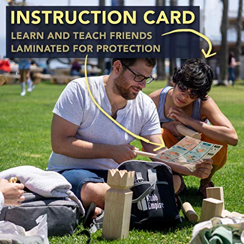 Premium Size Hardwood Kubb Yard Game Set with Backpack, Instruction Card, and Bottle Opener