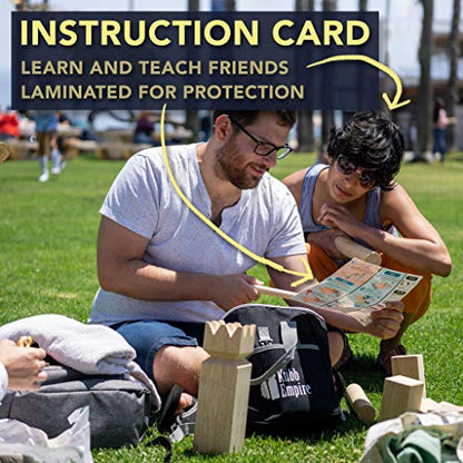 Premium Size Hardwood Kubb Yard Game Set with Backpack, Instruction Card, and Bottle Opener