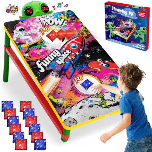 Auto Scoring Bean Bag Toss Game - Space Cornhole Board Set, Countdown & 2 Scoring Modes, Outdoor Toys for Kids 3-5, Family Party, Beach Game, 2 Players, Bday or Xmas Gifts for Boy Girl Age 3 4 5 6-8 - color: Space