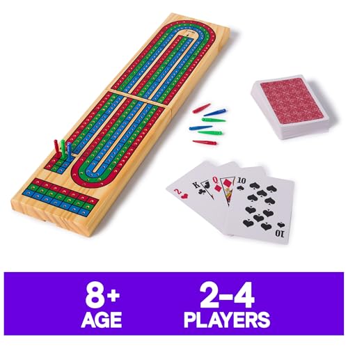 Spin Master Games, Cardinal Classics, Solid Wood Cribbage, Folding Board & Playing Cards, Cribbage for Beginners & Experts, for Adults & Kids, 2 Players, for Ages 8 & Up - style: Mancala