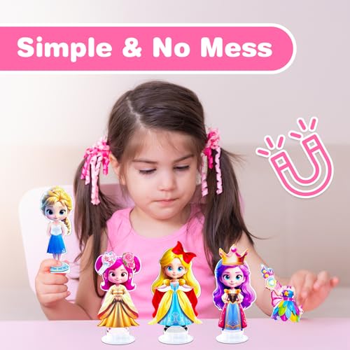 ZHOC Magnetic Dress Up Dolls for Girls, Princess Cute Magnet Dolls Dress Up Kits, Travel Game Car Road Trip Airplane Activity Toys Birthday for Toddler Girls Ages 3 4 5 6 7 8 - color: Blue
