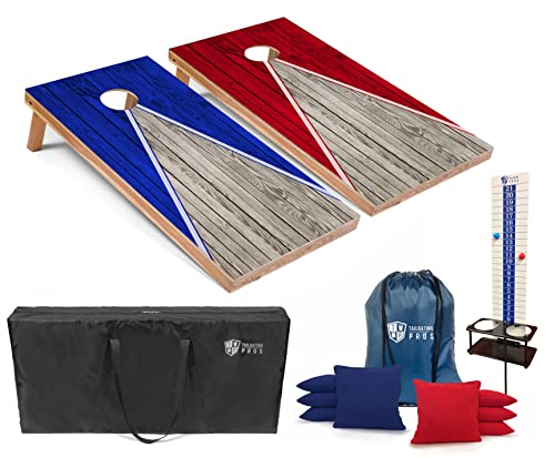 Tailgating Pros Cornhole Boards - 4'x2' Regulation Boards w/Carrying Case, Score Keeper, & Set of 8 Corn Filled Bags w/Tote - size: 4'x2' Boards, style: Pyramid Design