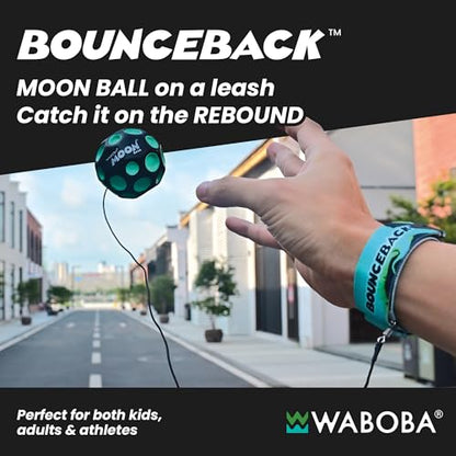 Waboba Bounceback Returning Black and Blue Moon Ball Hyper Bouncy Balls, Extreme Bounce and Fun, Super High Bouncing Ball for Active Play and Outdoor Games - style: Blue