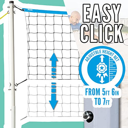 Franklin Sports Fun 5 Combo Outdoor Game Set - Backyard, Beach + Camping Games for Kids - Badminton, Volleyball, Flip Toss, Flying Disc - Horseshoes or Ring Toss - style: Blue Combo Set