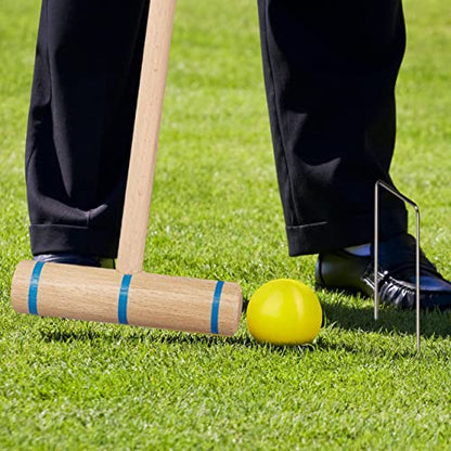 Relaxdays Croquet Game, 6 Players, Children & Adults, Complete Set with Bag, Croquet Set Wood, Bat, Multicoloured