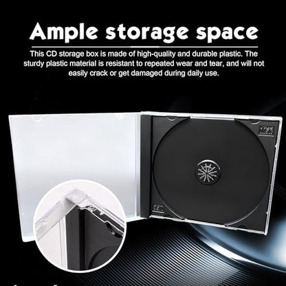 5 PCS Car Standard Single Clear CD Jewel Cases, Rigid Plastic DVD Storage Case with Assembled Tray, Thickened Anti-scratch Protective Discs Holder, for Car & Home (Black)