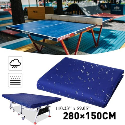Outdoor Waterproof Table Tennis Table Cover 280x150x5cm Polyester for Ping Pong Tables Protects Against Rain Dust Sun (Blue) - color: Blue