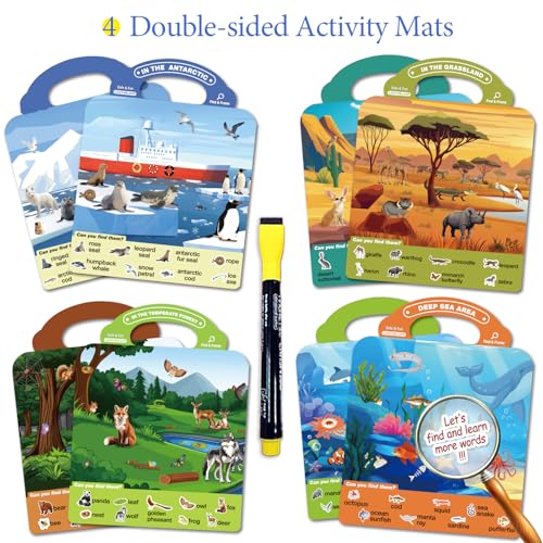 Search and Find Activity Books for Kids Ages 3-5, Toddler Toys Travel Game Busy Book for Car Airplane Road Trip, Preschool Learning Activities, Educational Seek Activity Christmas Birthday Gifts - color: Muiti