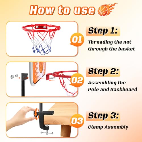 Indoor Basketball Hoop,Mini Tabletop Basketball Hoop Set with Two Balls, Mini Hoops for Desk Table Bed Office Bedroom Basketball Toys for Kids and Adults - style: Clips