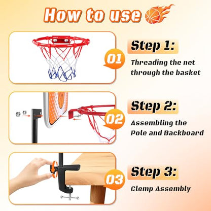 Indoor Basketball Hoop,Mini Tabletop Basketball Hoop Set with Two Balls, Mini Hoops for Desk Table Bed Office Bedroom Basketball Toys for Kids and Adults - style: Clips