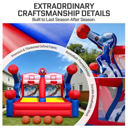 OZIS Inflatable Basketball Hoop Shoot Game, Interactive Inflatable Party Basketball Game Portable with 4 Balls & Blower Easy Set-Up Ideal for Outdoors Parties, Sports Events, Backyard Play