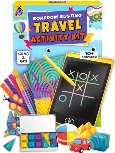 Road Trip Essentials for Kids Kit with 10+ Screen Free Activities | Roadtrip, Car Ride and Airplane Activities, Sensory Toys, Travel Games, Crafts, Fidgets, For Boys and Girls