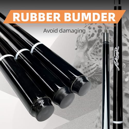 57 Inch Pool Cue Stick - 13mm Fiber Ferrule Tip, Maple Birch Wood Billiard Cue with Chalk & Glove | Explosion-Proof Joint for Home, Bar, Billiard Hall - style: Single leopard pattern carbon rod