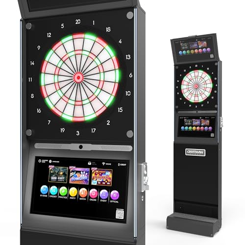 EDmini Electronic Digital Standing Coin Operated Commercial Soft Tip Dartboard Machine with Touch Screen, Party Games, Slim, for Bars, Clubs, Home (Up to 8 Players) - style: Black