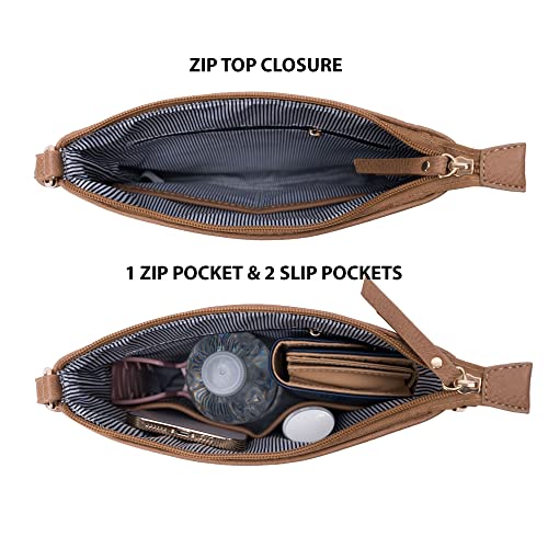Solene Crossbody Bag Functional Multi Pocket Messenger Purse Top Zip Closure Shoulder Handbag With Adjustable Strap - color: Stone