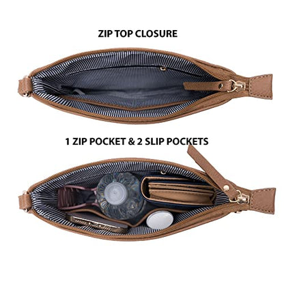 Solene Crossbody Bag Functional Multi Pocket Messenger Purse Top Zip Closure Shoulder Handbag With Adjustable Strap - color: Stone
