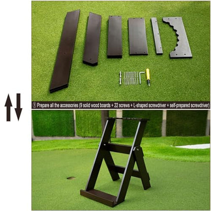 Solid Wood Golf Club Storage Rack - Holds 7 Clubs, Wooden Golf Putter Display Stand Indoor & Outdoor Golf Club Organizer Display Rack 15.7x22.4x26 inch