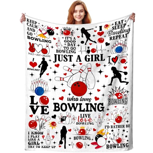 Bowling Blanket Sports Ball Gifts for Bowling Lovers,Fun Throw Blankets Sports Ball Gifts for Adults Girls Women 50"X40" - color: Bowling Gifts, size: 50"x40"
