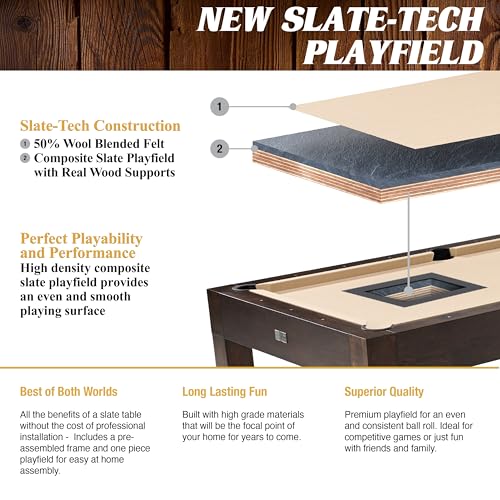 Barrington Billiards 7' Drop Pocket Pool Table 3-in-1 Combo Table, Dining Top, Table Tennis and Billiards with Accessories - style: 7.5 Ft. Slate-Tech
