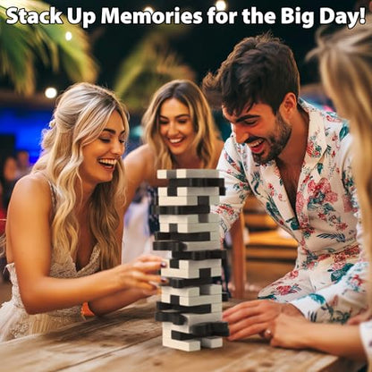 Funwares Wooden Blocks Stacking Game, Tumbling Tower and Balance Game, Family & Party Fun, Game for Kids and Adults, Ages 6+, Stack 'O Lantern, Fancy Wrapped Present-Themed Wood Blocks Stacking Game