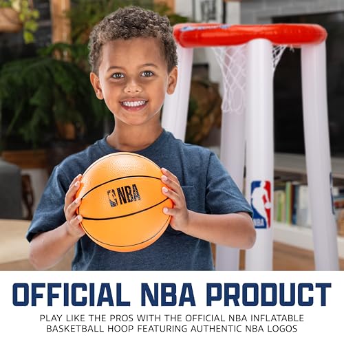 Franklin Sports NBA Alley-Hoop Kids Inflatable Toy Basketball Hoop Set - Indoor + Outdoor Mini Inflatable Hoop + Basketball Set for Kids Ages 3+ - Boys + Girls Basketball Toy - 48" Inches