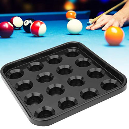Pool Ball Tray, Billiard Ball Holder Tray, Billiards Standard Pool Ball Tray for 16 Balls, Black Plastic Pool Ball Carrying Tray for Full Set Regulation Size Billiard Balls Balls Pool Accessory