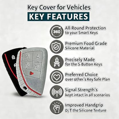 Silicone Key Fob Cover 2 Pack, Key Protector - 360° Key Protection Case for Chevrolet 2020-2026 Trailblazer/Equinox/Malibu, Anti-Scratch Silicone Key Cover (Black/Gray) - color: Black/Gray