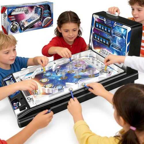 Table Top Mini Pinball Machine - Interactive Arcade Pinball Game for Boys & Girls, Electronic Tabletop Pinball Game with Lights & Sounds for Kids and Adults
