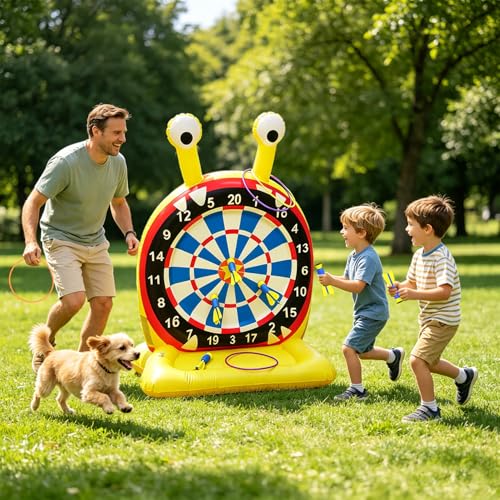 Inflatable Monster Dart Board Pool Games, Pool Floats Water Game for Beach Yard, 2-in-1 Pool Toys with Throwing & Ring-toss Games, Summer Water Toys for Kids, Teens & Adults - size: 33.5"