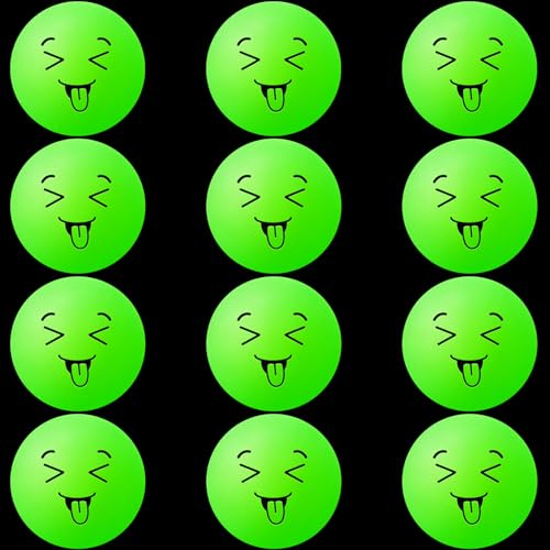 Soulchen 40mm Glow in The Dark Table Tennis Balls Bulk, Carnival Game Night, Neon Birthday Party Favors, Classroom Rewards, Goodie Bag Filler, Pet Playmate - color: Glow in the Dark Green, size: Silly Face