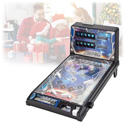 Retro Arcade Electronic, Pinball - Tabletop Game, Pinball Machine, Table Pinballs Game Machine, Desktop Ball Shooting Toy, Vibrating Bumpers LED Lights Sound Effects, Ages 4+