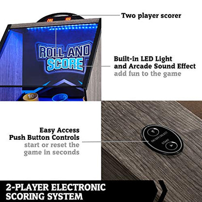 Hall of Games Roll & Score Multiple Styles Arcade Game Collection, Durable & Stylish Designs with Game Balls, Perfect for Family Game Rooms - style: Updated Version - 108"(Brown & Blue)