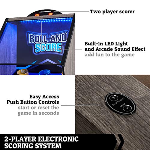 Hall of Games Roll & Score Multiple Styles Arcade Game Collection, Durable & Stylish Designs with Game Balls, Perfect for Family Game Rooms - style: Updated Version - 108"(Brown & Blue)