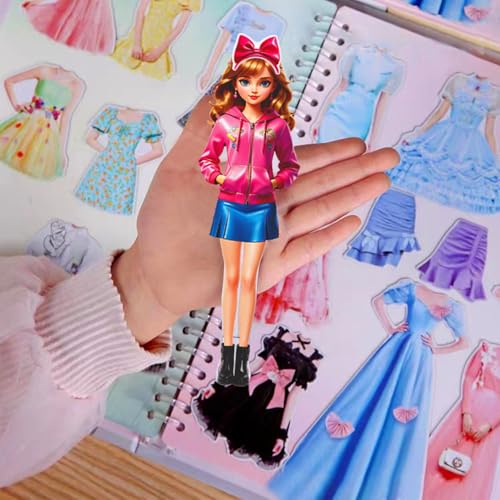 Magnetic Dress Up Paper Doll,Magnet Princess Dress Up Dolls for Girls Ages 4-7 Kids,Travel Activities Road Trip Car Ride Interactive Learning Created Imagine Set Birthday Gift (A Set) - color: A Set