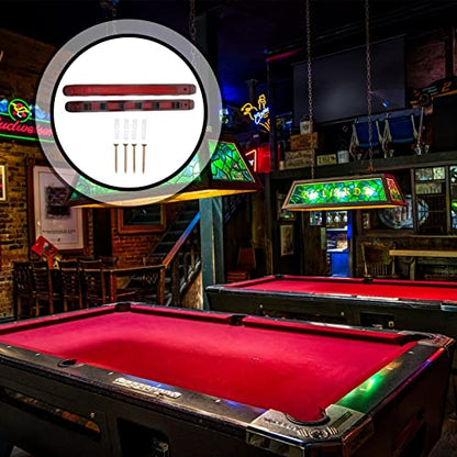 POPETPOP Wood Pool Cue Stand Wine Red 6-Hole Wall-Mounted Billiards Rod Display Rack Set for Home Use