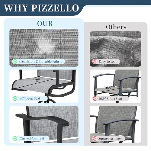 PIZZELLO 11 Pieces Patio Dining Set, 106" Extendable Aluminum Patio Dining Table w/ 10Pcs Textilene Swivel Patio Chairs, All-Weather Outdoor Table and Chairs Sets for Backyard, Garden and Deck - size: 106"Table + 10 Swivel Chairs