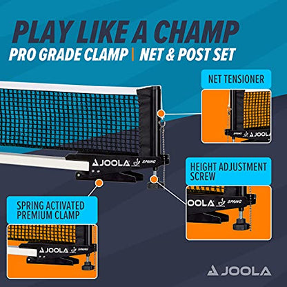 JOOLA Premium Avanti Table Tennis Net and Post Set - Portable and Easy Setup Ping Pong Screw On Clamp Net - color: Black, size: 72 inches x 6"
