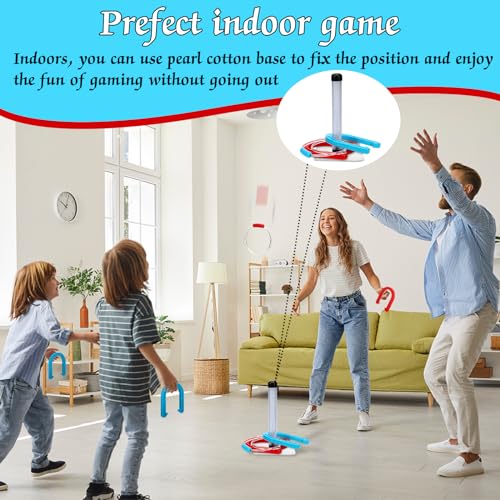 Blueweenly LED Ring Toss Game for Adults and Family, 12 Pcs, Red, Blue, Green LED Horseshoes and Hoop Rings, Outdoor Yard Games