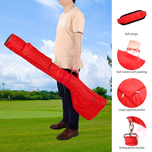 Small Golf Bag for A Few Clubs, Lightweight Golf Sunday Bag, Par 3 Travel Bag, Practice Travel Bag with Carry Shoulder Strap - color: Red