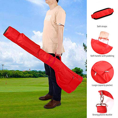 Small Golf Bag for A Few Clubs, Lightweight Golf Sunday Bag, Par 3 Travel Bag, Practice Travel Bag with Carry Shoulder Strap - color: Red