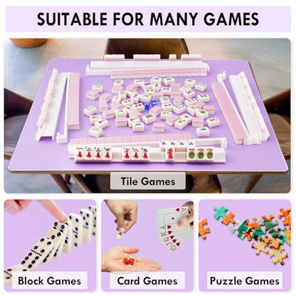 Purple Mahjong Mat- 100% No Creases American Mahjong Mat, Anti-Slip & Noise Reduction Mahjong Table Cover, Mahjong Mats with Carrying Bag for Mahjong, Poker, Card Games, Dominoes, Board Games (Purple) - color: Purple