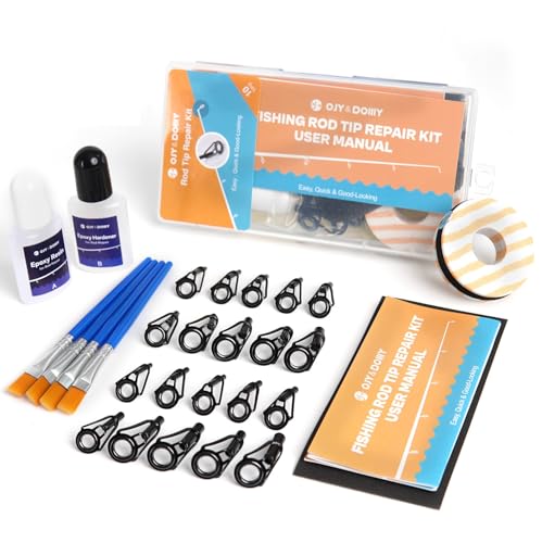 OJYDOIIIY Fishing Rod Tip Repair Kit, 10/20 Replacement Pole Tips with Complete Supplies, Parts and Instructions - color: 20 Tips