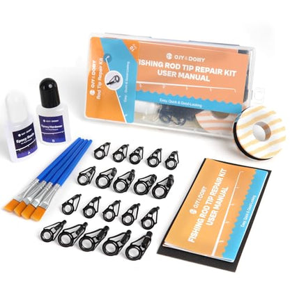 OJYDOIIIY Fishing Rod Tip Repair Kit, 10/20 Replacement Pole Tips with Complete Supplies, Parts and Instructions - color: 20 Tips