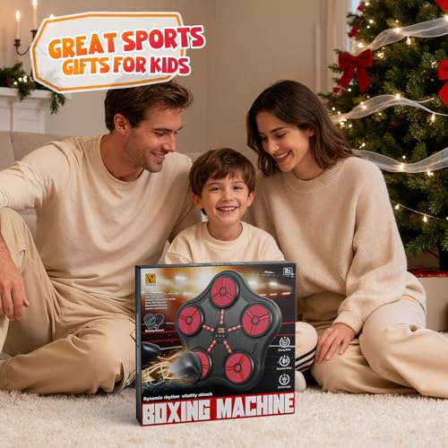 Cool Boxing Machine Toys for Kids Aged 5-12, Wall-Mounted Smart Bluetooth Punching Bag, Boxing Training Equipment with Boxing Glove, Birthday Gifts for 5 6 7 8 9 10 11 12 Year Old Boys