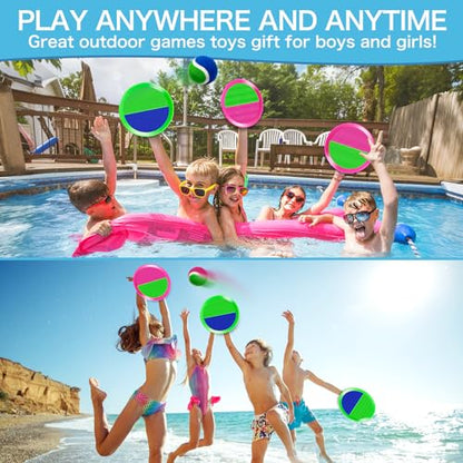 Outdoor Toys for Kids Ages 3-5, 4-8, 8-12 - Ball Catch Game for 3 4 5 6 7 8 -12 Year Old Boys Girls, Outside Toss Game Set for Beach, Pool, Yard - Toddlers Birthday Gifts Easter Basket Stuffers(6Pcs) - style: 6 Paddles 3 Balls