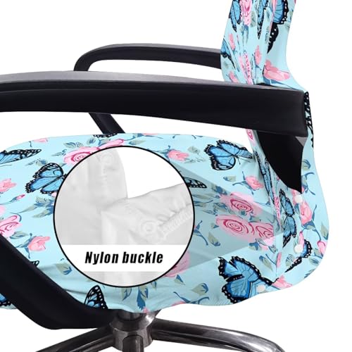 Butterflys Office Chair Covers, Stretch Computer Universal Boss Modern Style High Back Chair Slipcover Computer Chairs Covers for Dogs Cats Pets - color: Butterflys 3, size: Large